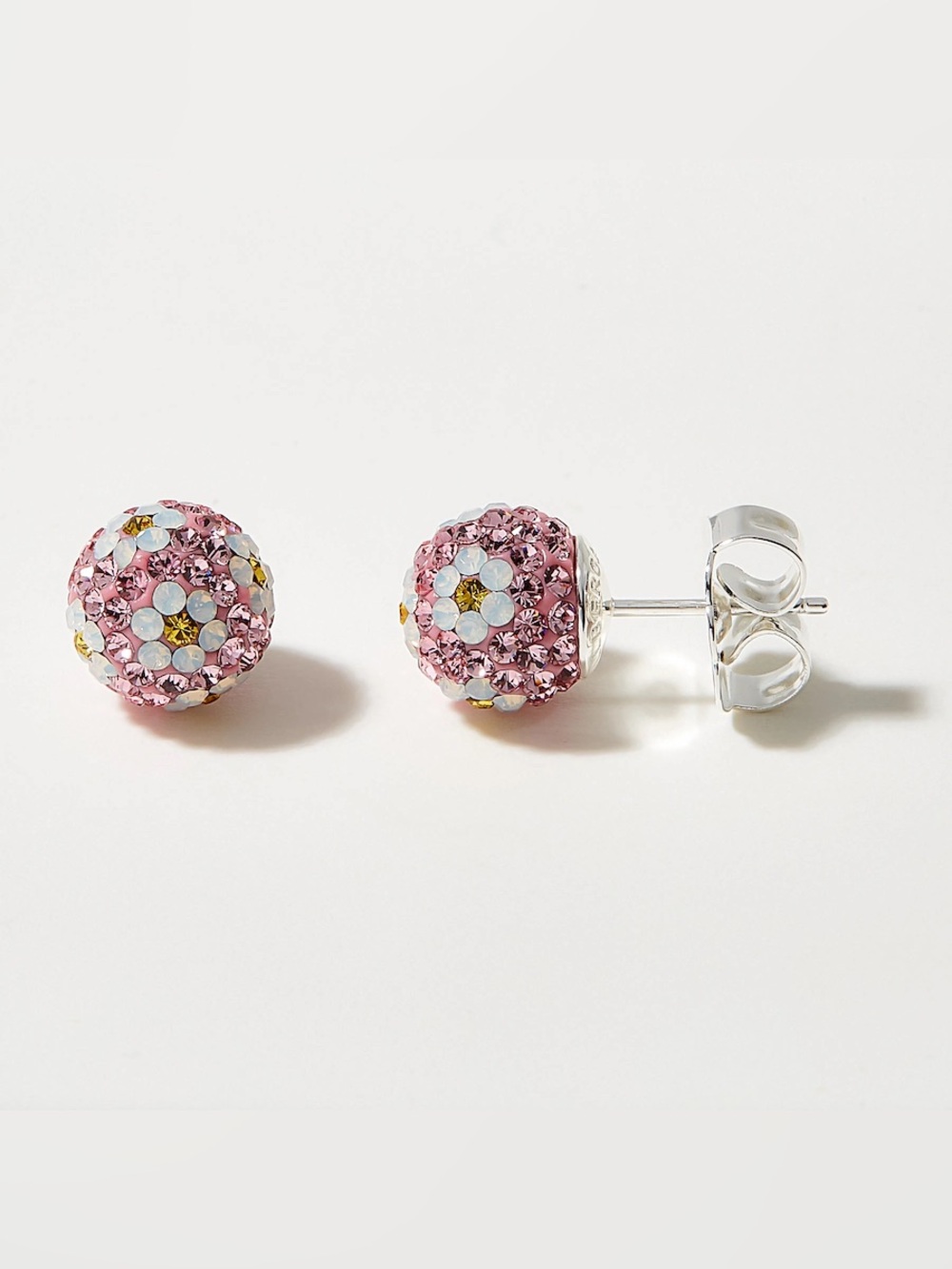 Hillberg and berk 10mm pink daisy sparkle ball earrings